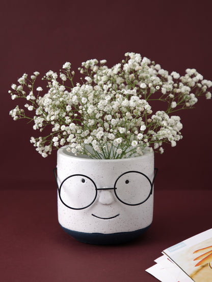 Face with Specs Ceramic White Planter - Small - Default Title (CHC22519)