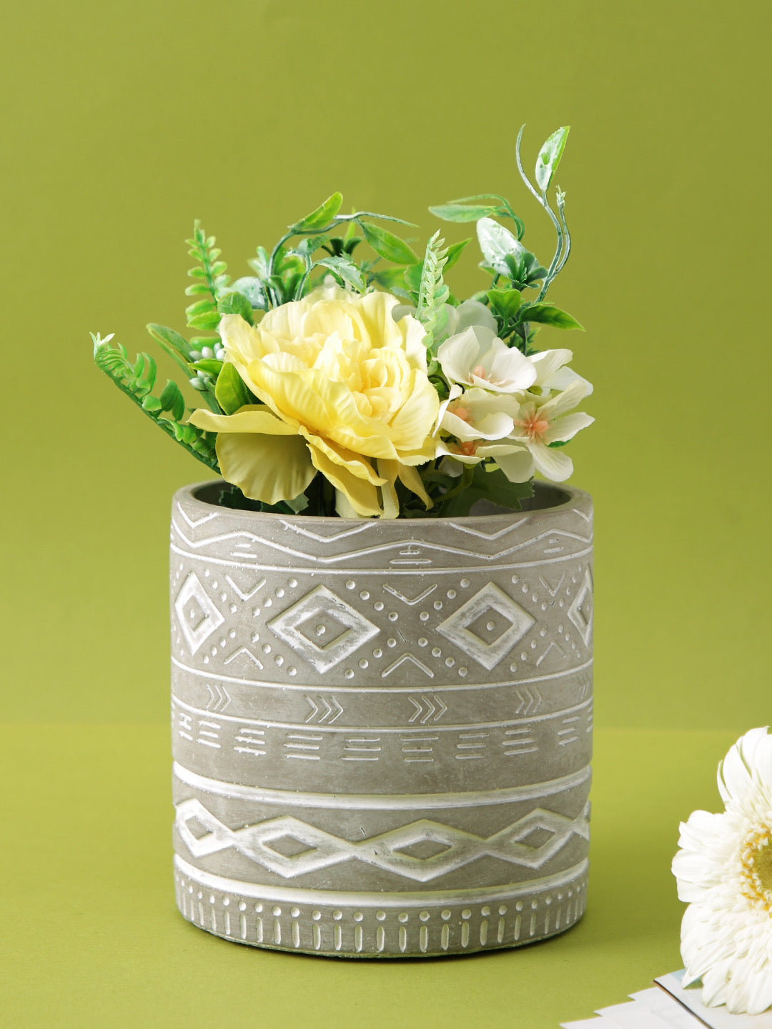 Engraved Pattern Ceramic Planter - Default Title (CHC22521A)