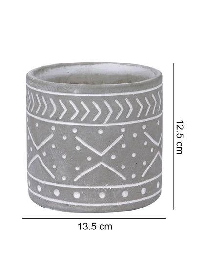 Engraved Grey Ceramic Planter - Default Title (CHC22525GRA)