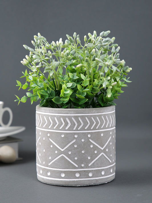 Engraved Grey Ceramic Planter - Default Title (CHC22525GRA)