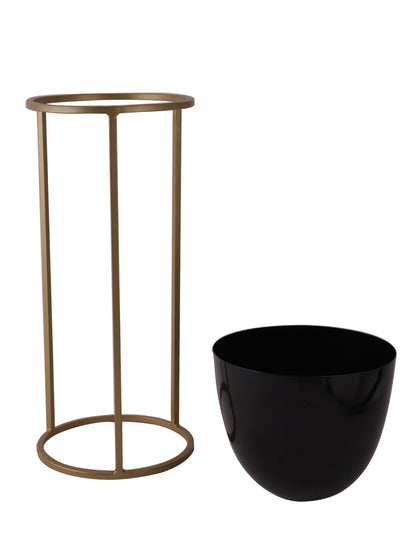 Set of Two Black Planters with Stand - Default Title (CHM2105_2)