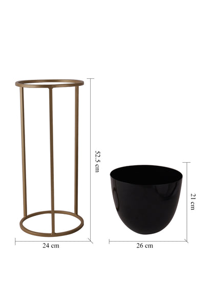 Set of Two Black Planters with Stand - Default Title (CHM2105_2)