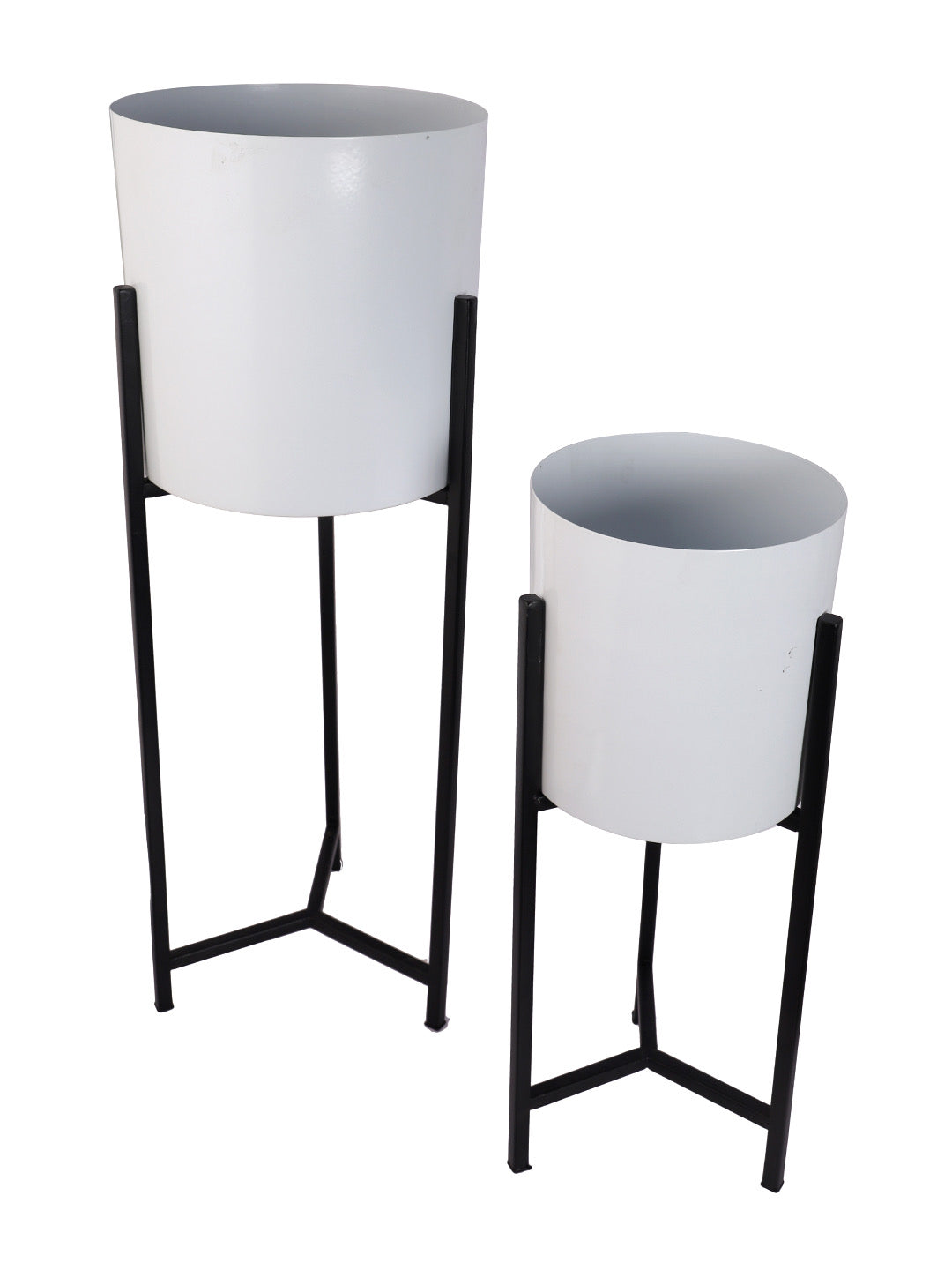 Set of 2 Ceramic Planters with Black Stand - Default Title (CHM2114_2)