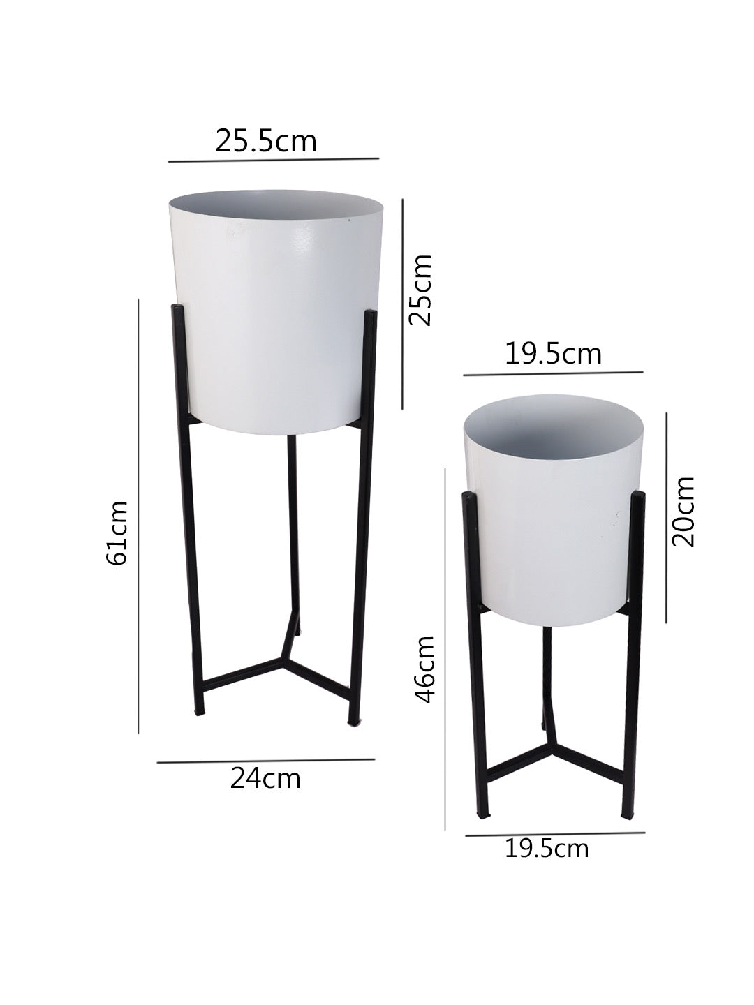 Set of 2 Ceramic Planters with Black Stand - Default Title (CHM2114_2)