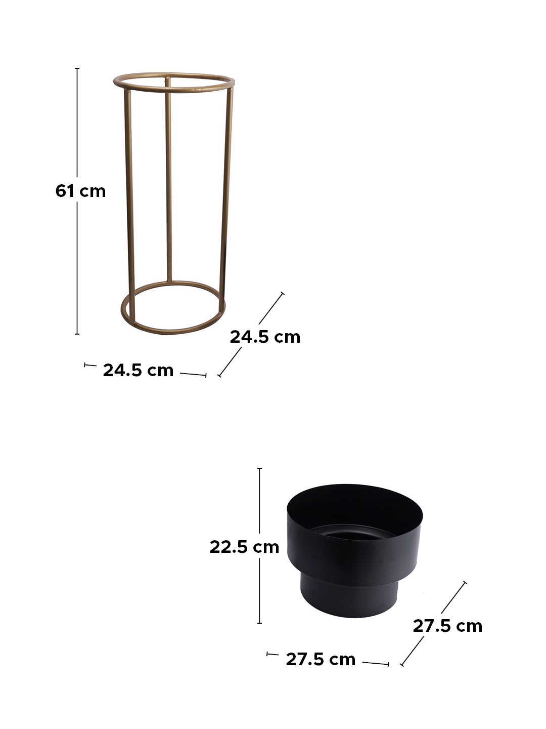 Black Planter Pot with Stand - Default Title (CHM2121SM)