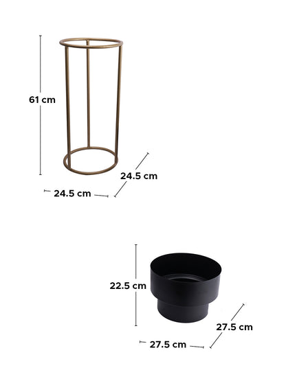 Set of 2 Black Planters with Stand - Default Title (CHM2121_2)