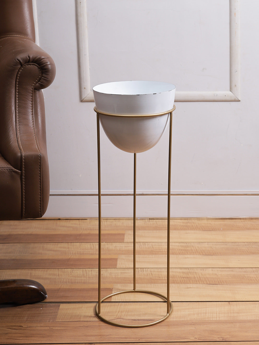 White Planter with Golden Stand - Default Title (CHM2123BIG)
