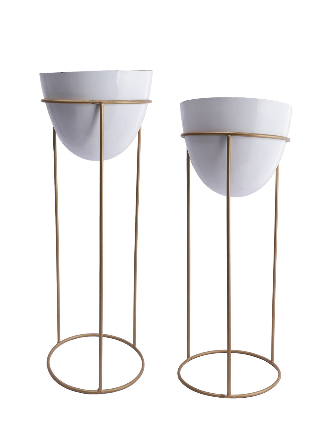 White Planters with Golden stand Set of 2 - Default Title (CHM2123_2)