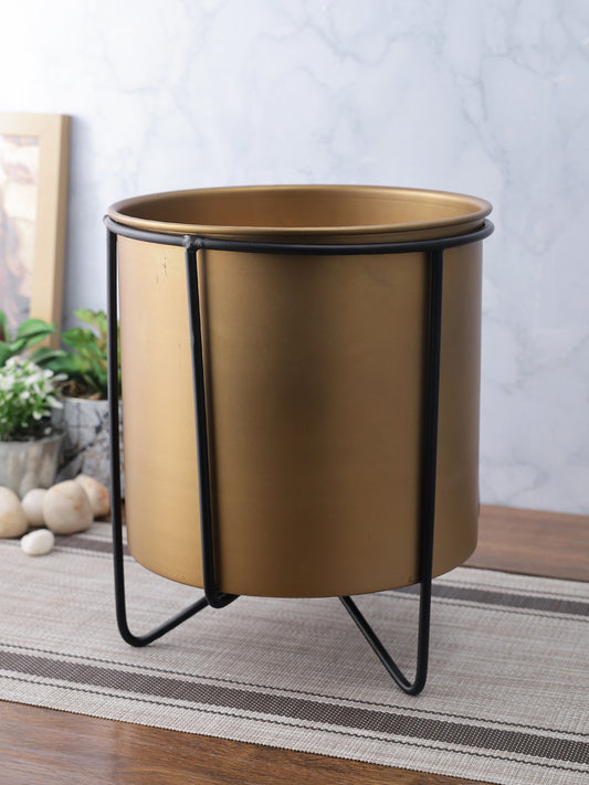 Golden Coated Planter with Stand - Default Title (CHM2125)