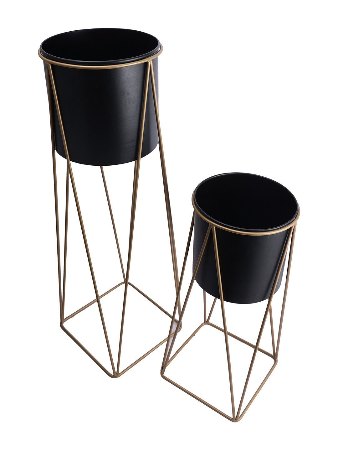 Black Planters with Golden Stand Set of 2 - Default Title (CHM2126_2)