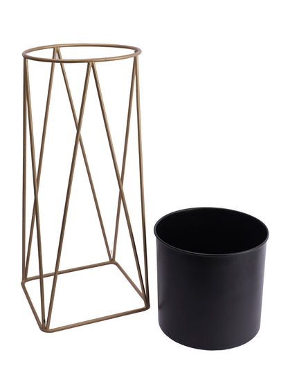 Black Planters with Golden Stand Set of 2 - Default Title (CHM2126_2)