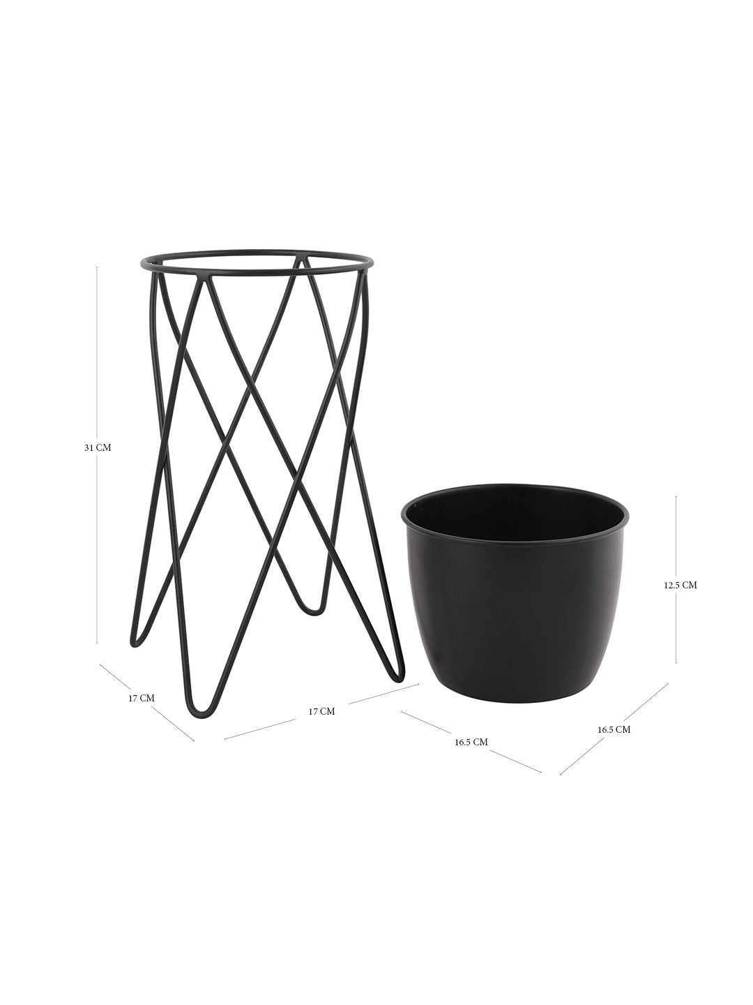 Classic Black Planter with Stand - Default Title (CHM2201BL)