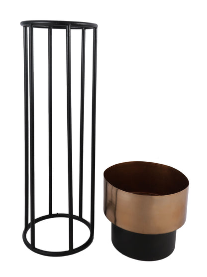 Set of 2 Golden Planters with Stand - Default Title (CHM2204_2)