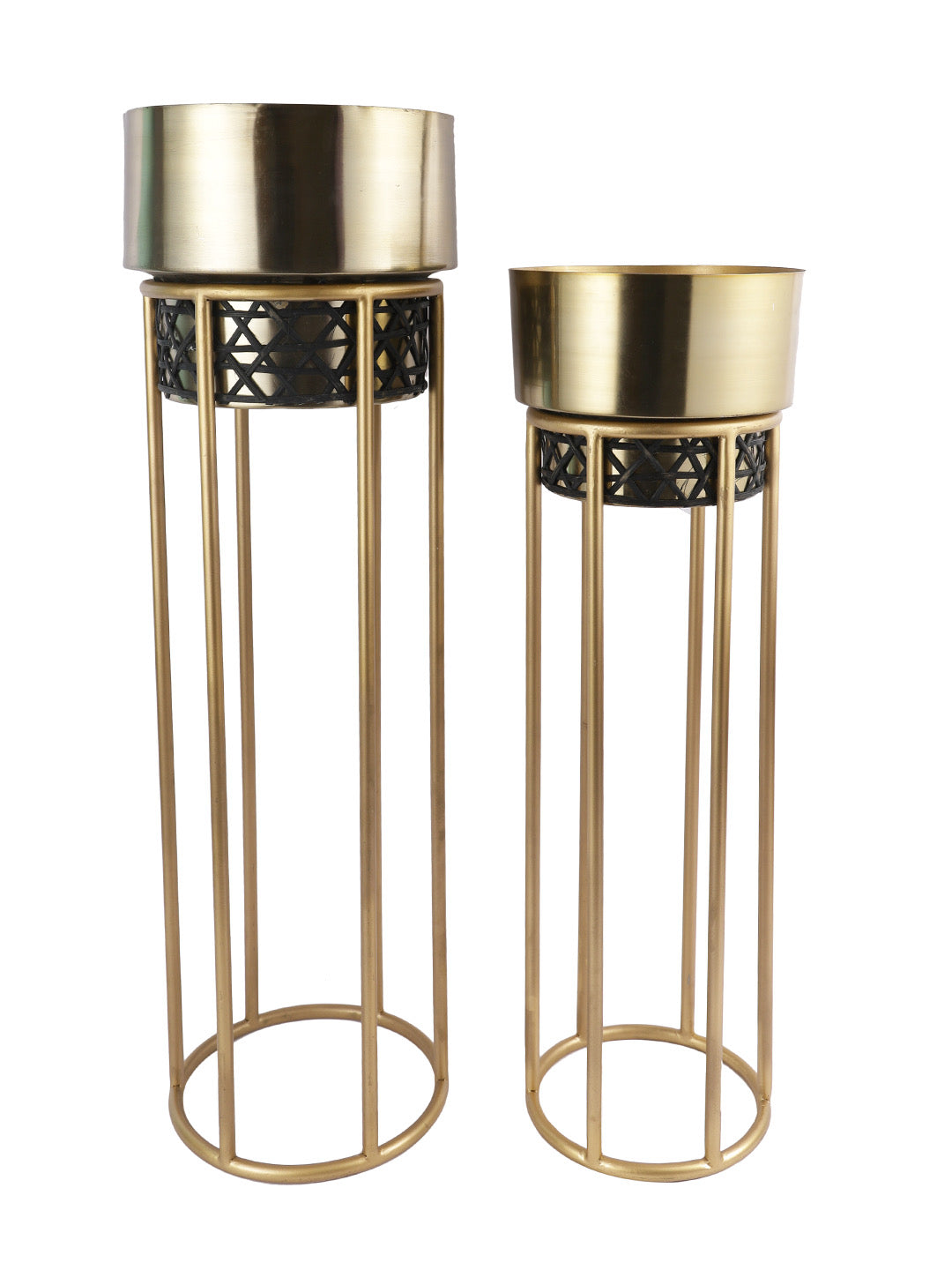 Set of 2 Golden Planters with Stand - Default Title (CHM2207_2)