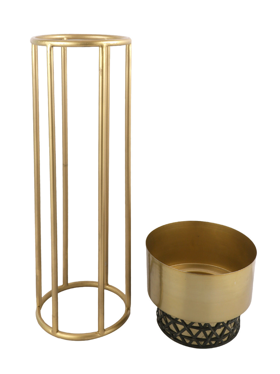 Set of 2 Golden Planters with Stand - Default Title (CHM2207_2)