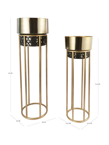 Set of 2 Golden Planters with Stand - Default Title (CHM2207_2)