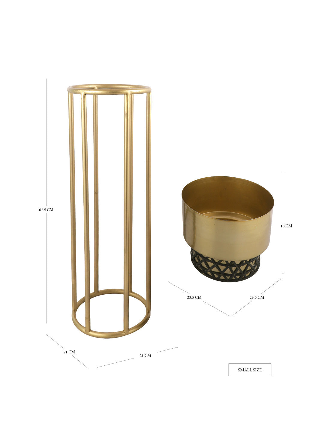 Set of 2 Golden Planters with Stand - Default Title (CHM2207_2)