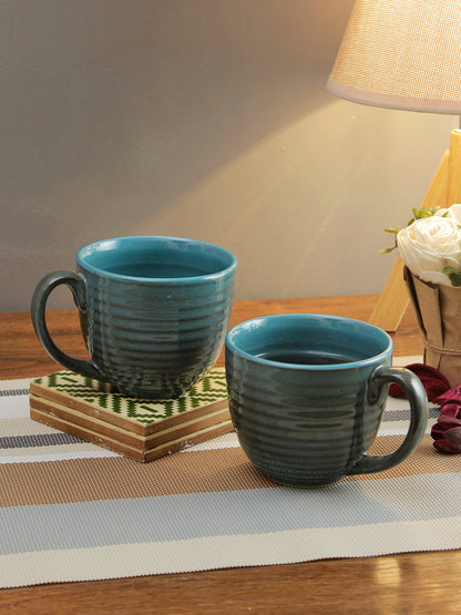 Dark Blue Ceramic Coffee Mug Set of Two Pcs-2 - Default Title (CP2001_2)