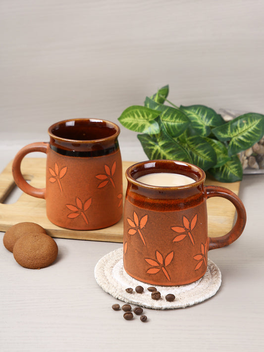 Set of 4 Tropical Orange Flowers Tea/Coffee Mug - Default Title (CUP2123_4)