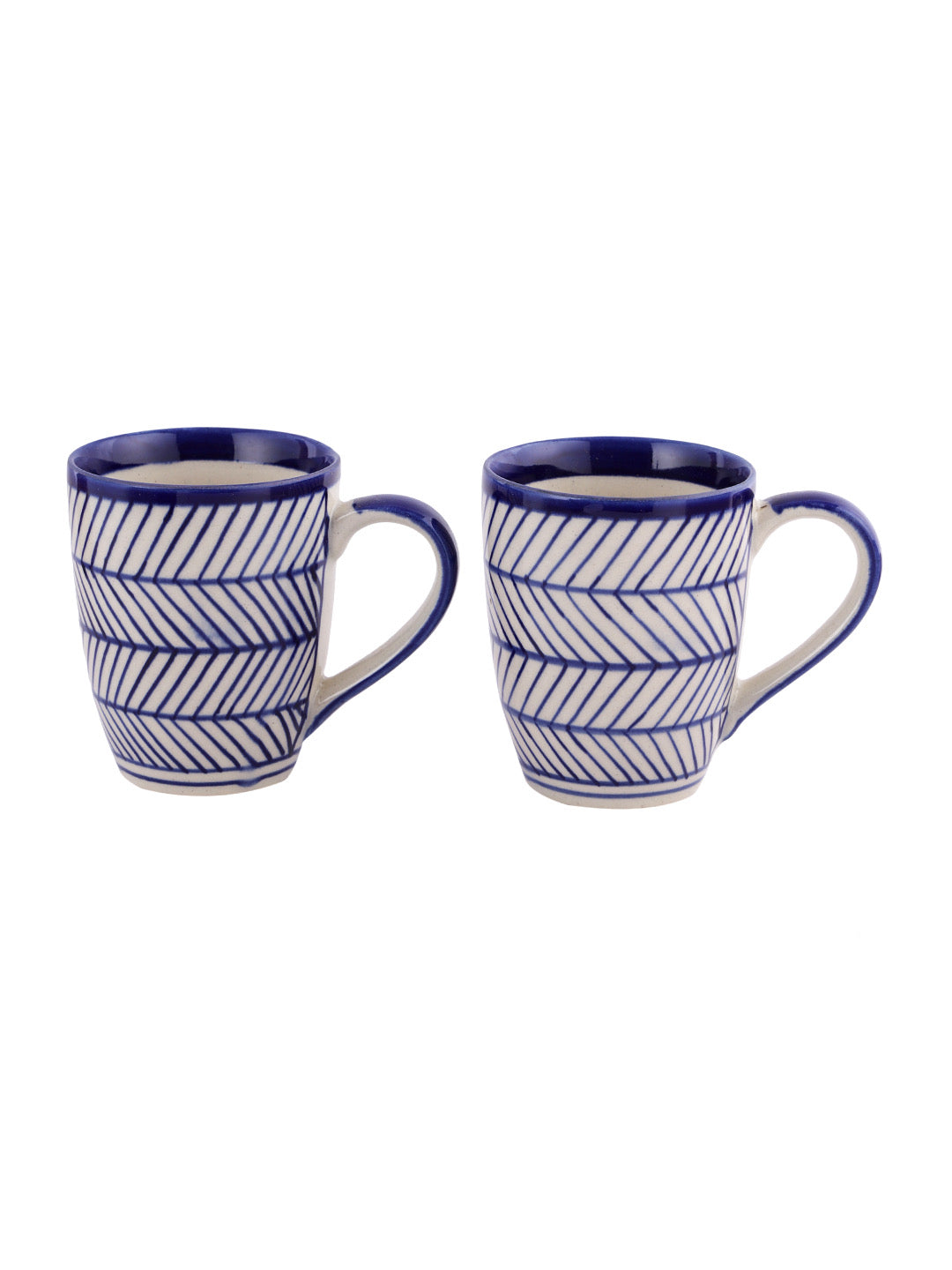 Set of 2 Blue Zig-Zag design Tea/Coffee Mug - Default Title (CUPO2208_2)