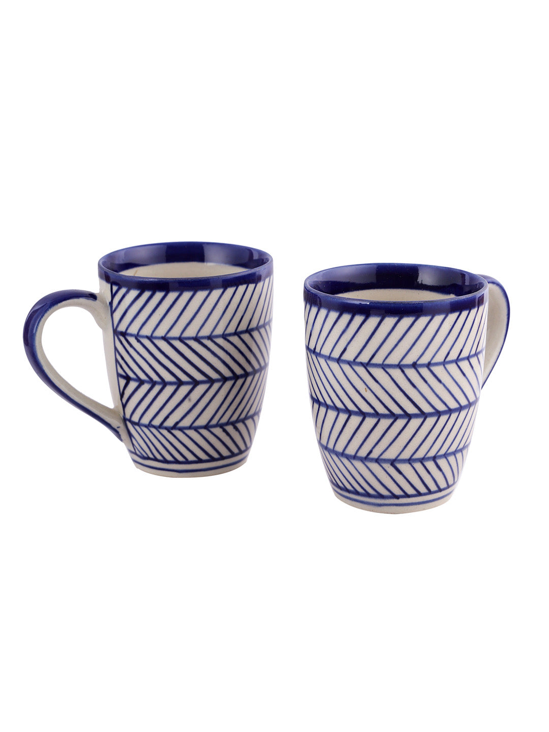 Set of 2 Blue Zig-Zag design Tea/Coffee Mug - Default Title (CUPO2208_2)