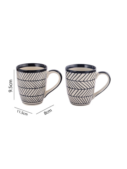 Set of 2 Black Zig-Zag design Tea/Coffee Mug - Default Title (CUPO2214_2)