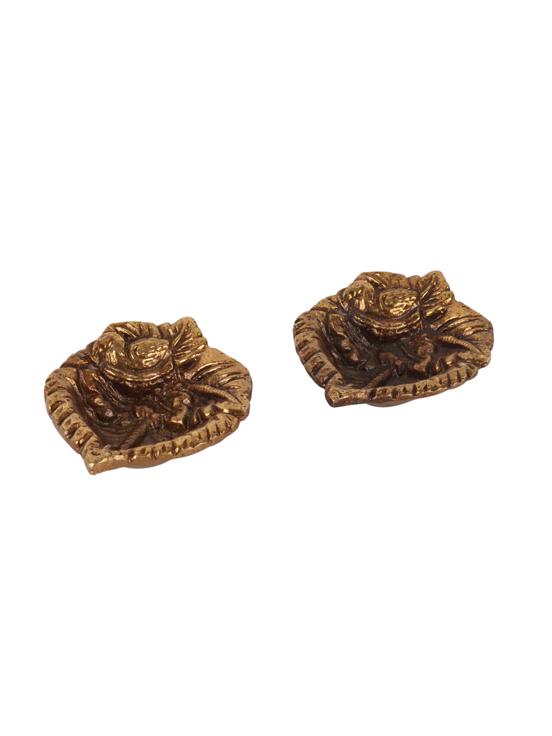 Bird on Leaf Brass Diya Set of Two - Default Title (DDM2103_2)