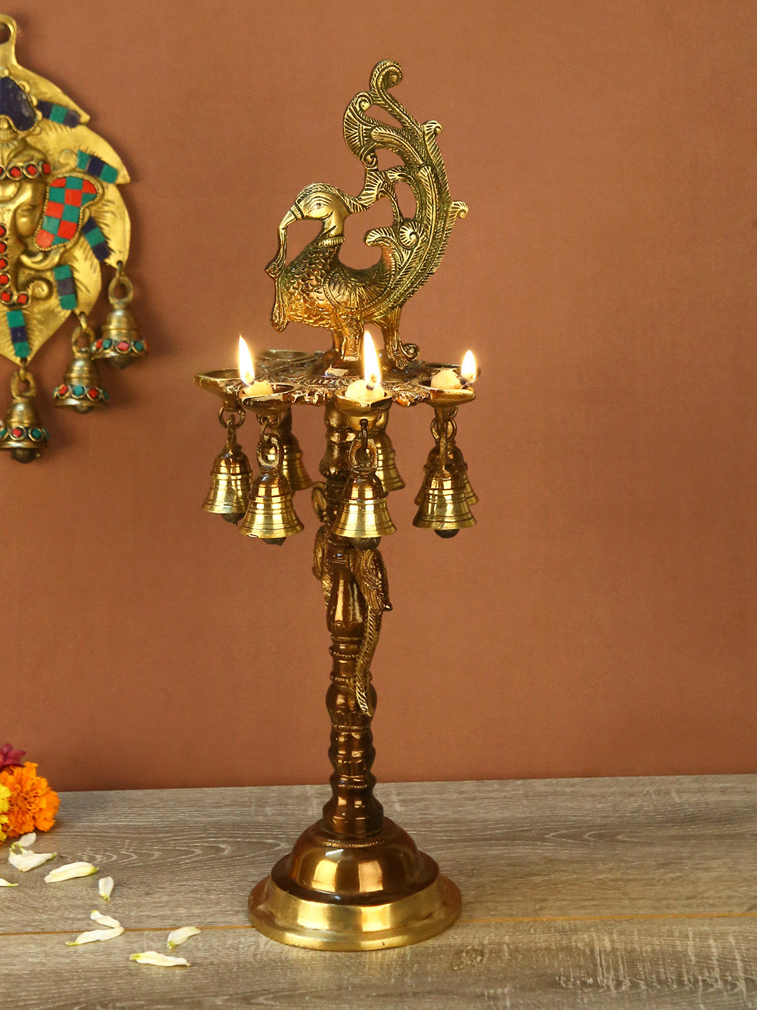 Peacock Oil Lamp Stand - Default Title (DDM21129)