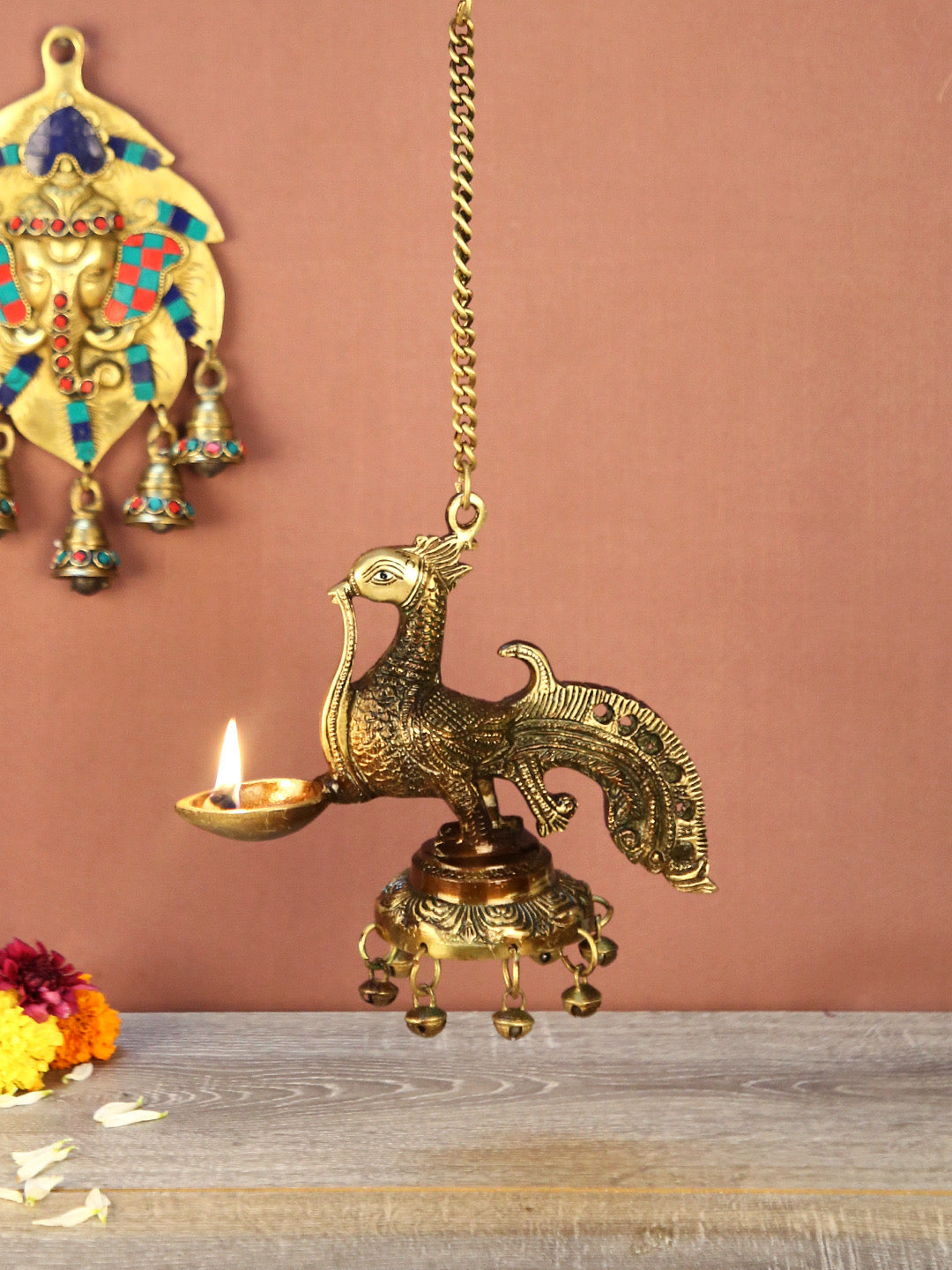 Parrot Hanging Oil Lamp with Bells - Default Title (DDM21131)