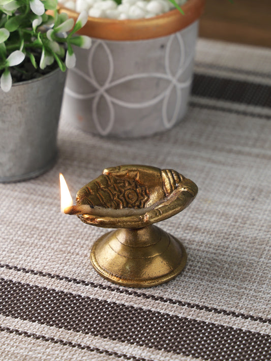 Hand Carved Brass Diya Set of 2 - Default Title (DDM2113_2)