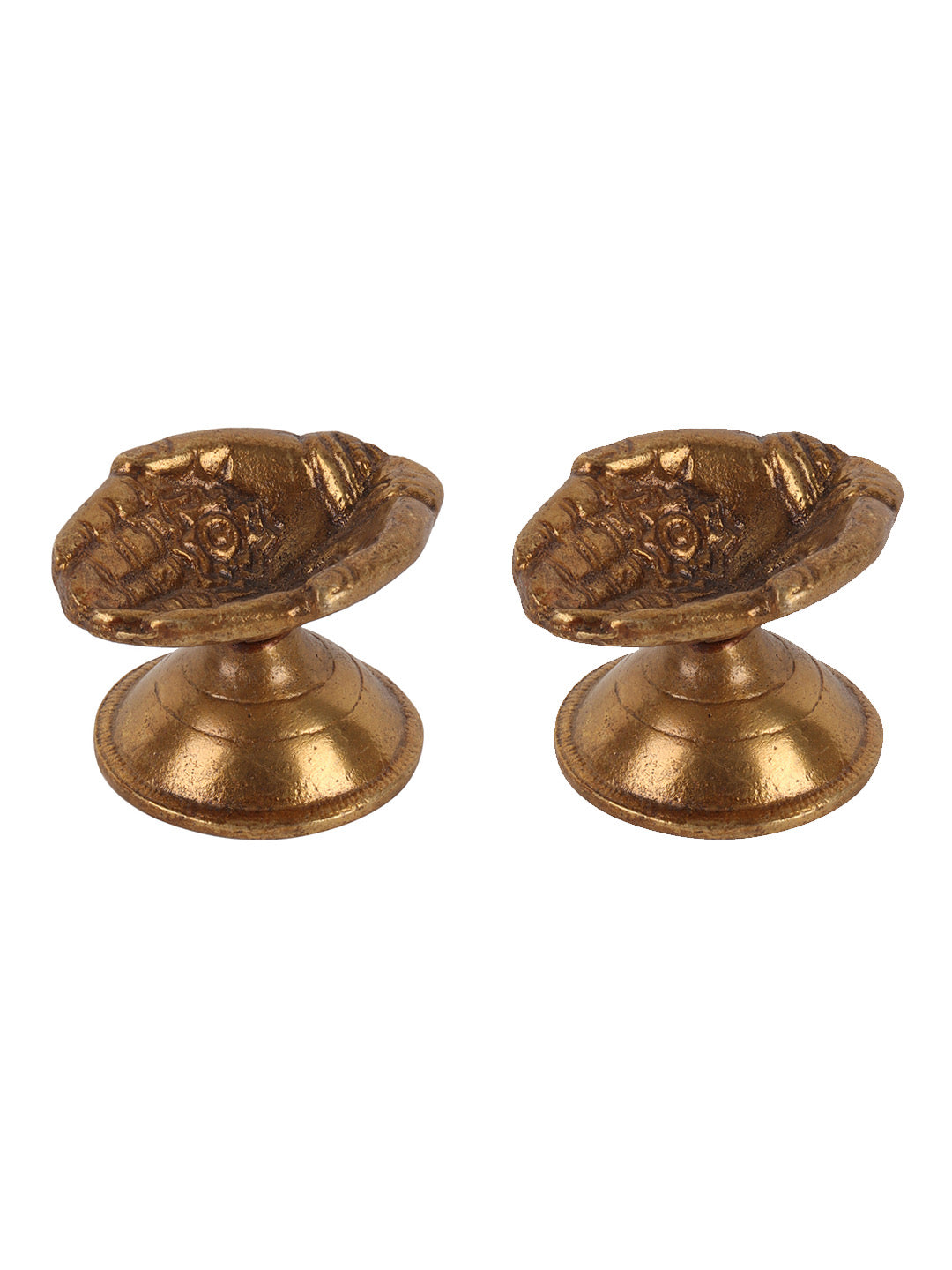 Hand Carved Brass Diya Set of 2 - Default Title (DDM2113_2)