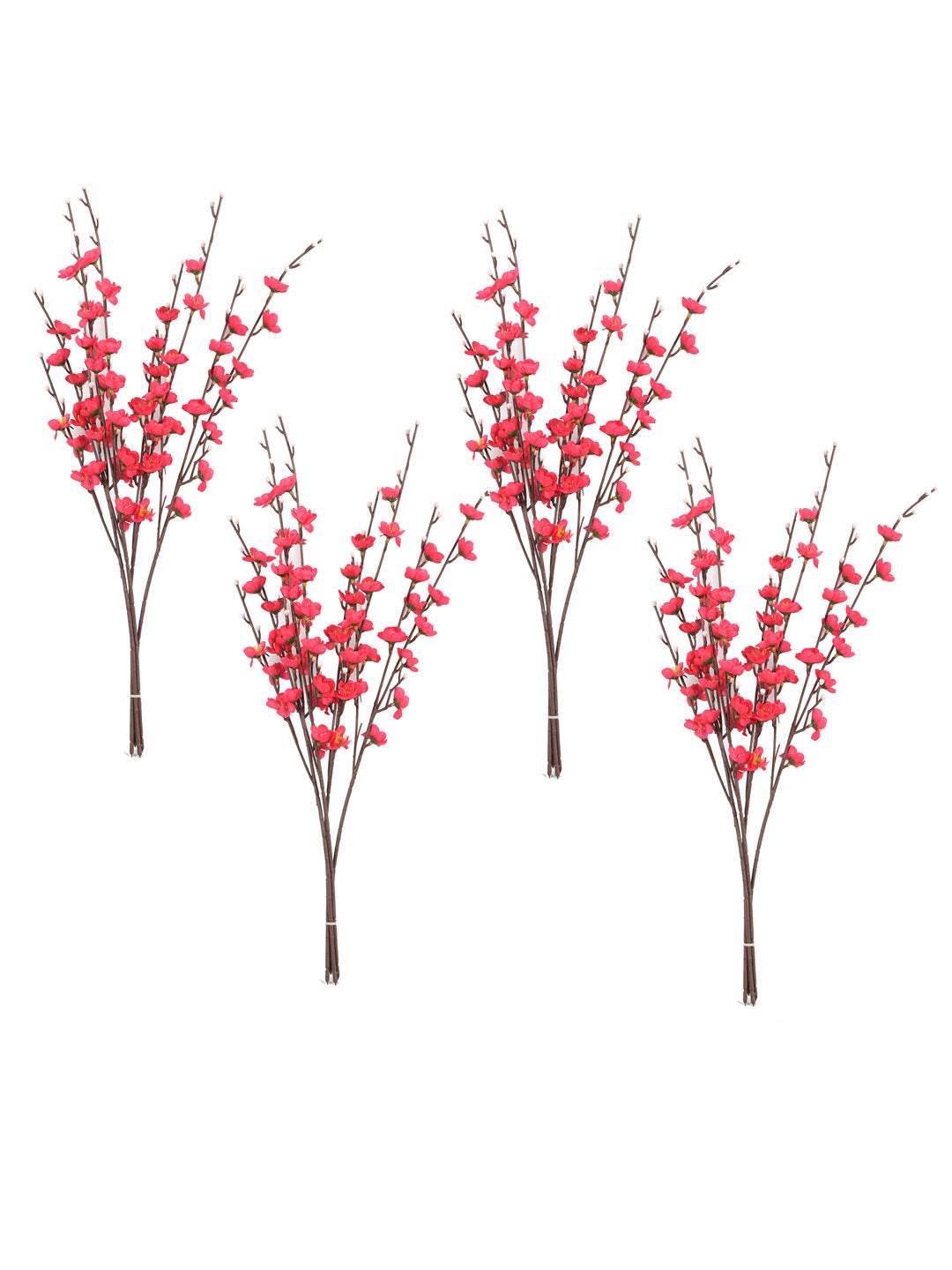 Forsythia Plum Realistic Feel Pink Flower Stick-Set of 4 - Default Title (FL209407)