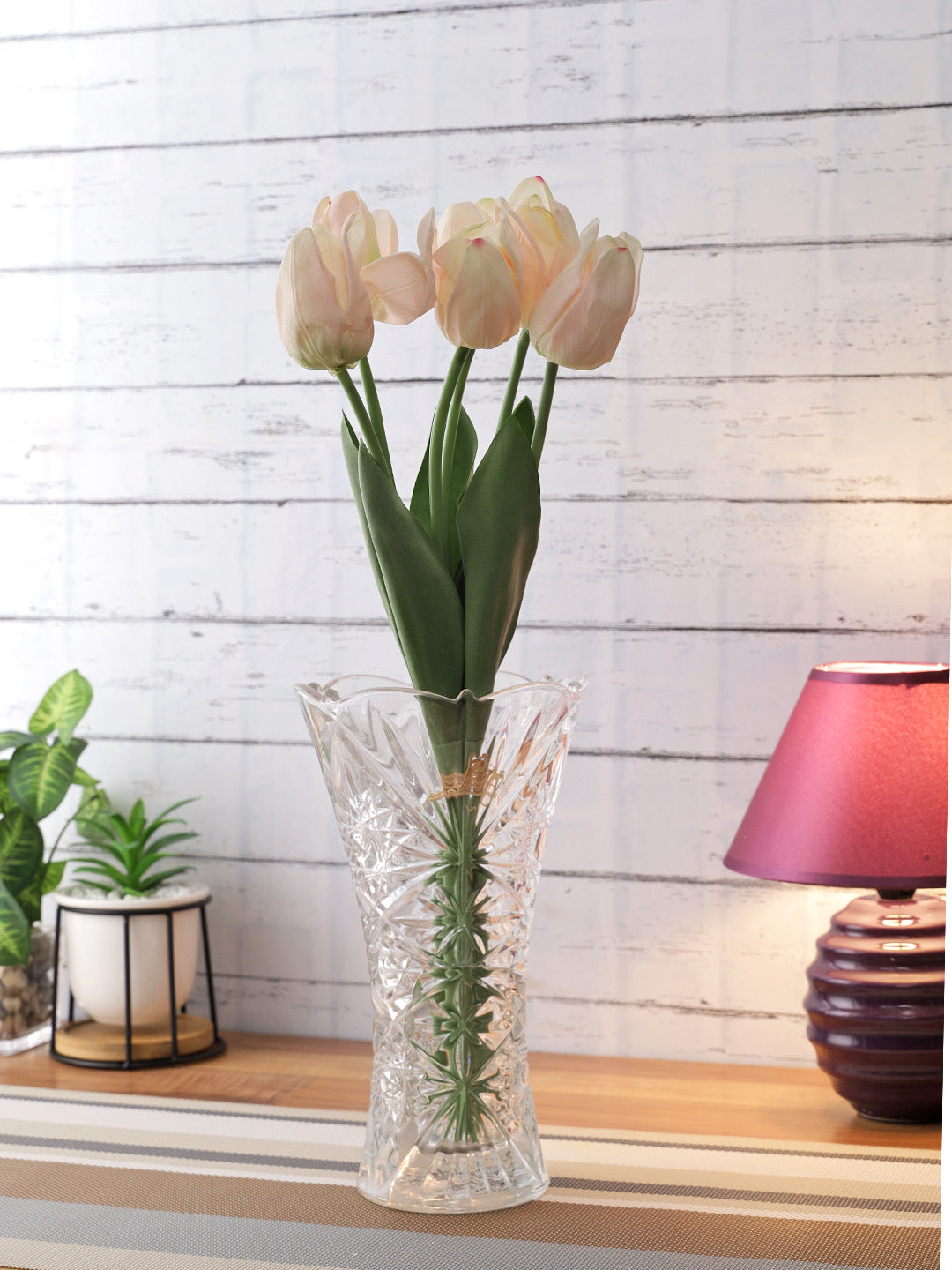 TAYHAA Set of 6 Realistic Charm Shaded Tulip Flower stick - Default Title (FL21203PE)
