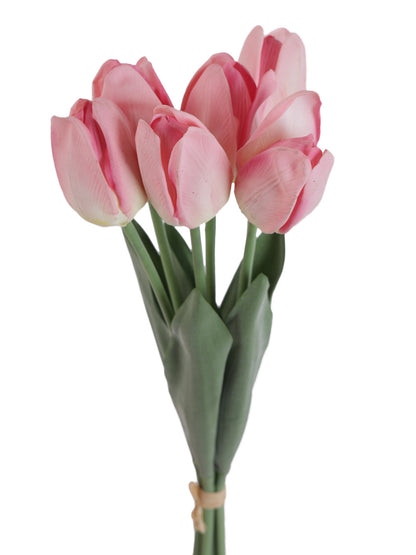 Set of 6 Realistic Charm Shaded Pink Tulip Flower stick - Default Title (FL21203PI)