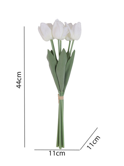 Set of 6 Realistic Charm Shaded White Tulip Flower stick - Default Title (FL21203WH)