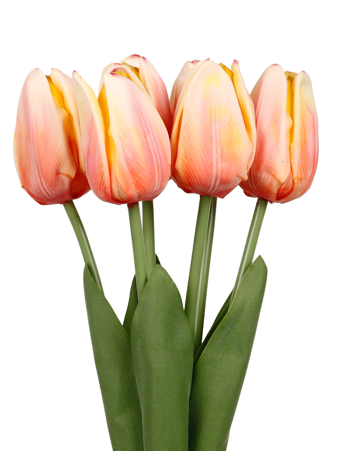 Set of 6 Realistic Charm Shaded Orange Tulip Flower stick - Default Title (FL22203OR_6)