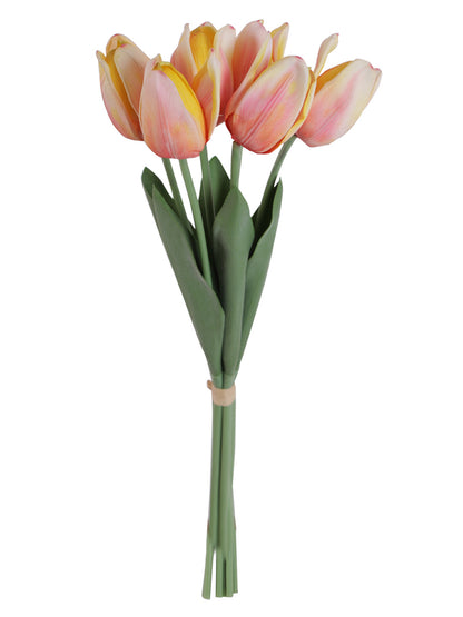 Set of 6 Realistic Charm Shaded Orange Tulip Flower stick - Default Title (FL22203OR_6)