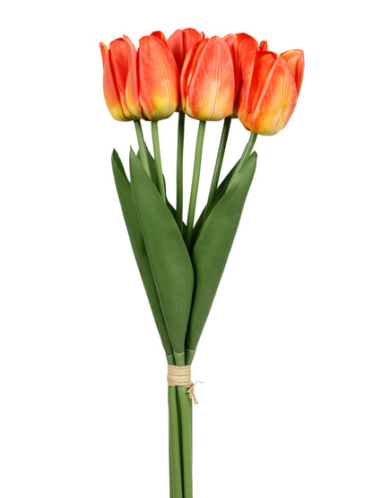 Set of 6 Realistic Charm Shaded Red Tulip Flower stick - Default Title (FL22203RE_6)