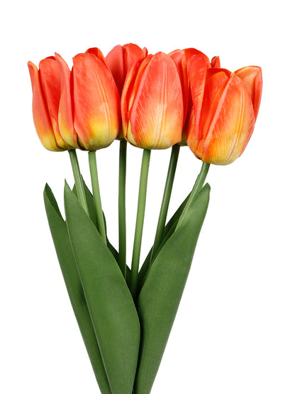 Set of 6 Realistic Charm Shaded Red Tulip Flower stick - Default Title (FL22203RE_6)