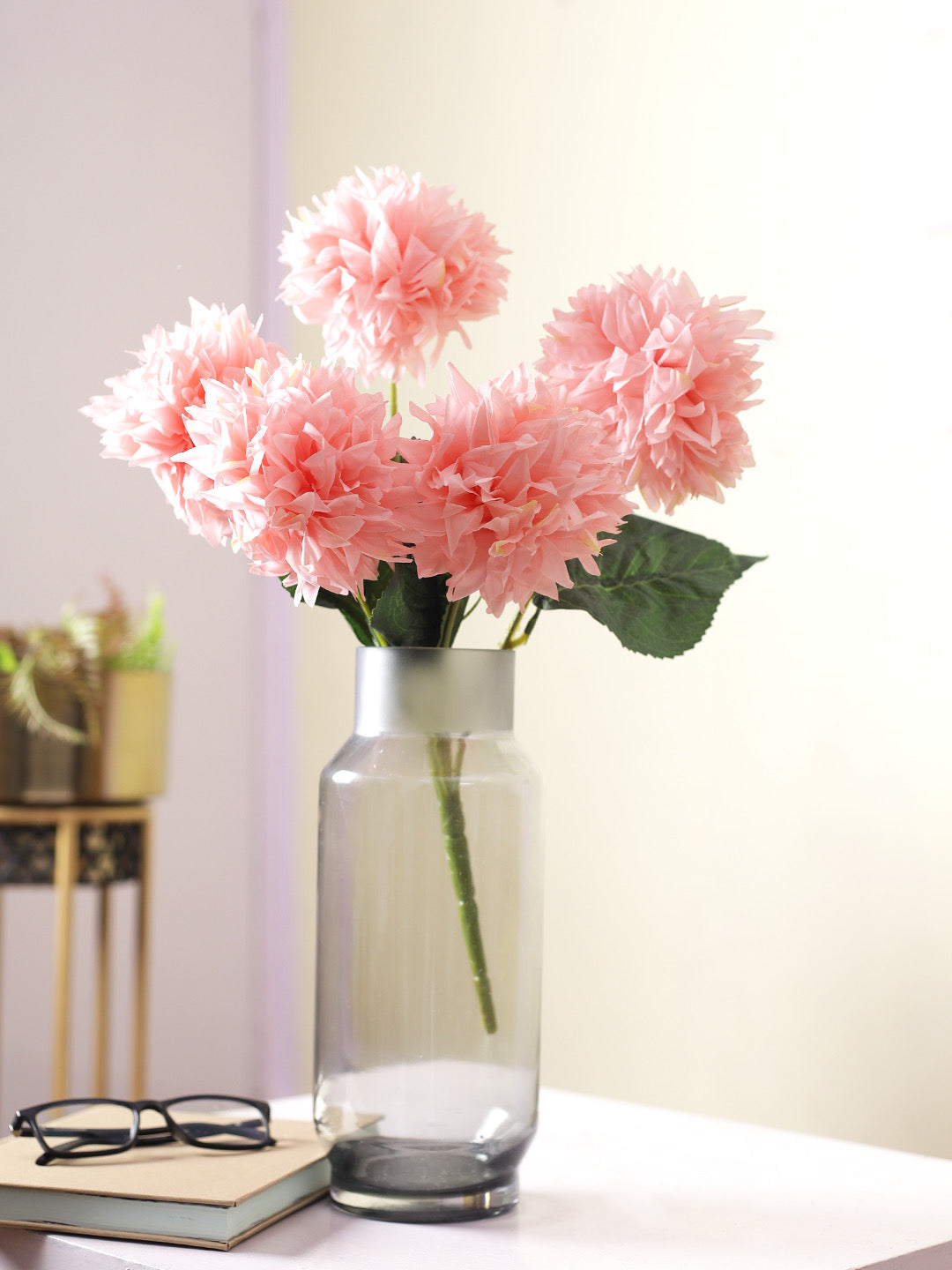 Bunch of 5 Pink Artificial Chrysanthemum Flowers - Default Title (FL22389PI)