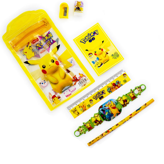 Aapno Rajasthan Yellow Pikachu Pouch Box & Rakhi Kids Hamper - Default Title (HPR18208)