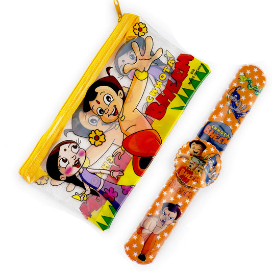 Aapno Rajasthan Chhota Bheem Pouch Box & Rakhi Kids hamper - Default Title (HPR18215)