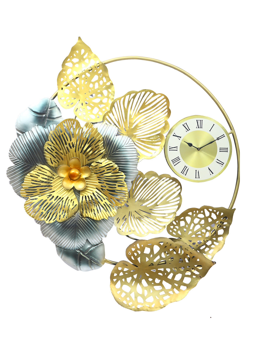 Golden Leaf Wall Hanging Pattern Wall Clock - Default Title (JDPMA2117)