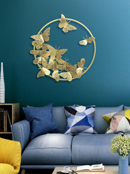 Multicoloured Butterfly and Golden Ring Wall Decor - Default Title (JDPSK2124)