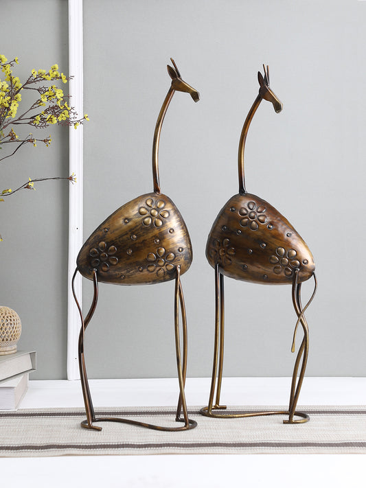 Rustic and Earthen Baby Giraffe Showpiece Set of 2 - Default Title (JDPVED2129_2)