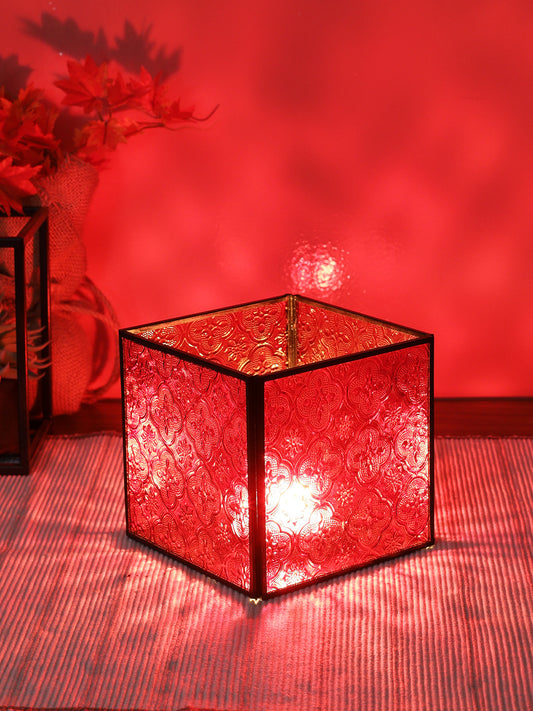 TAYHAA Red Metal & Glass Morrocan Lantern - Default Title (LAM19930)