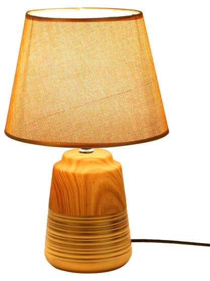 Wooden Finish Gold Painted Ceramic Table Lamp - Default Title (LAM22100)