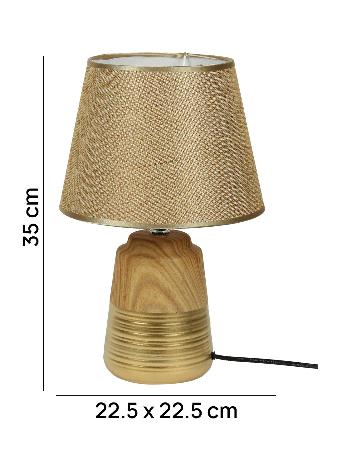 Wooden Finish Gold Painted Ceramic Table Lamp - Default Title (LAM22100)