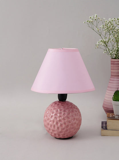 Round Textured Turquoise Pink Ceramic Table Lamp - Default Title (LAM22107PI)