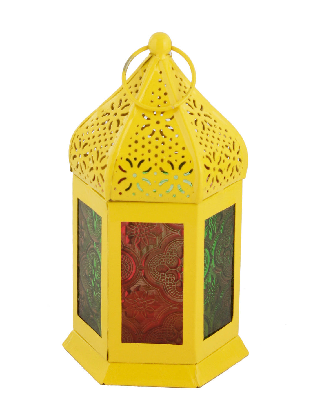 Yellow Metal & Glass Morrocan Lantern - Default Title (LAM22912YE)